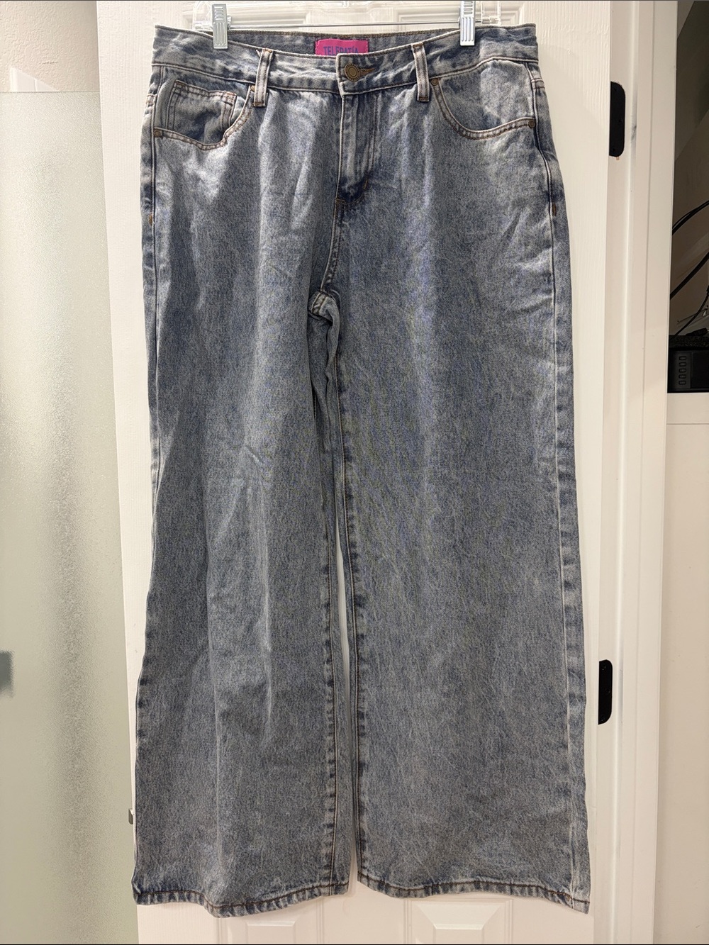 Women's Wide Leg Flare Bow Jeans 🎀 - Light Wash Blue